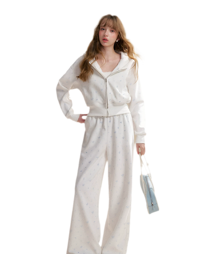 Rose Print Hoodie and Pants Set