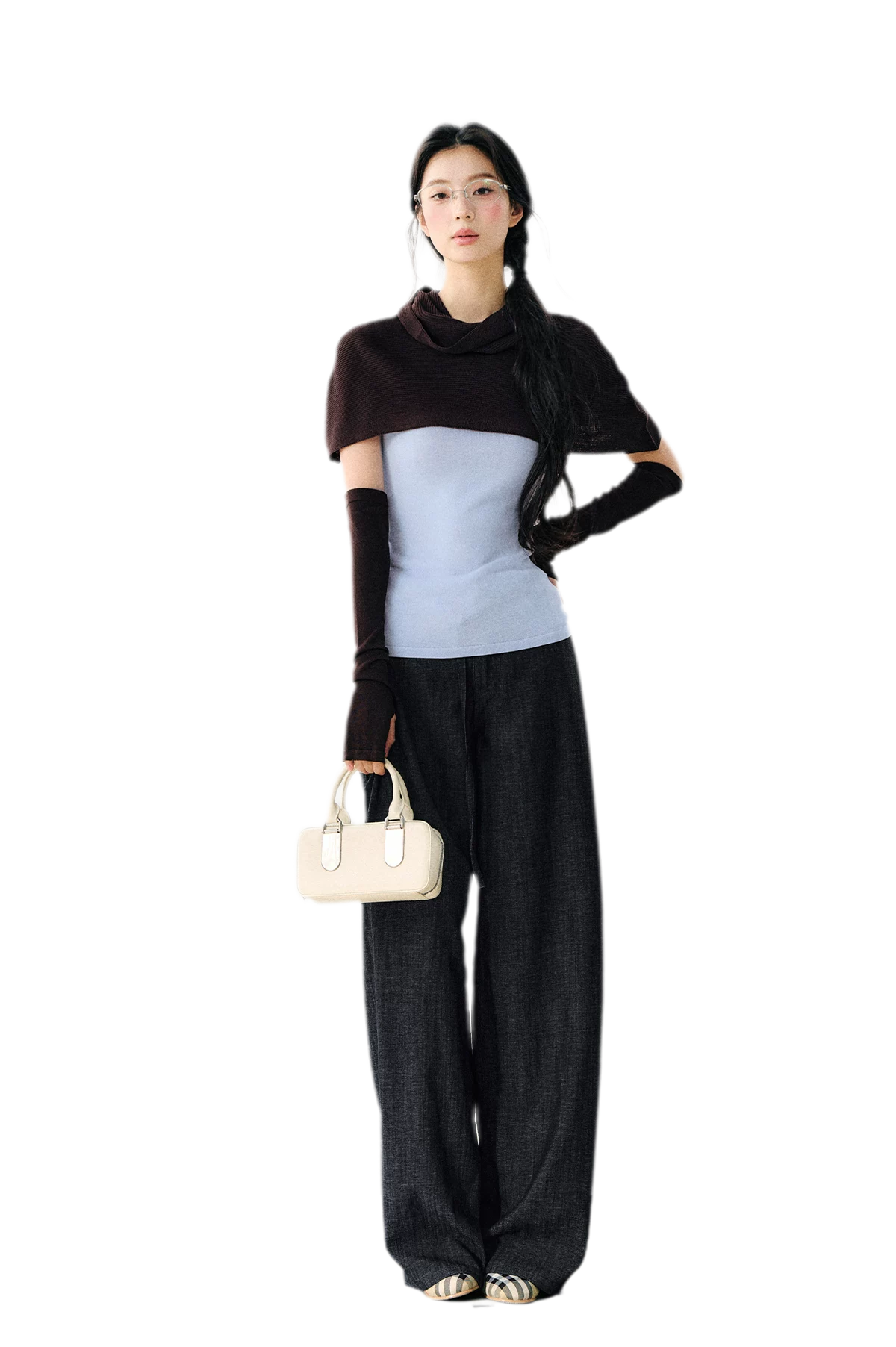 Detachable Knit Cape Set