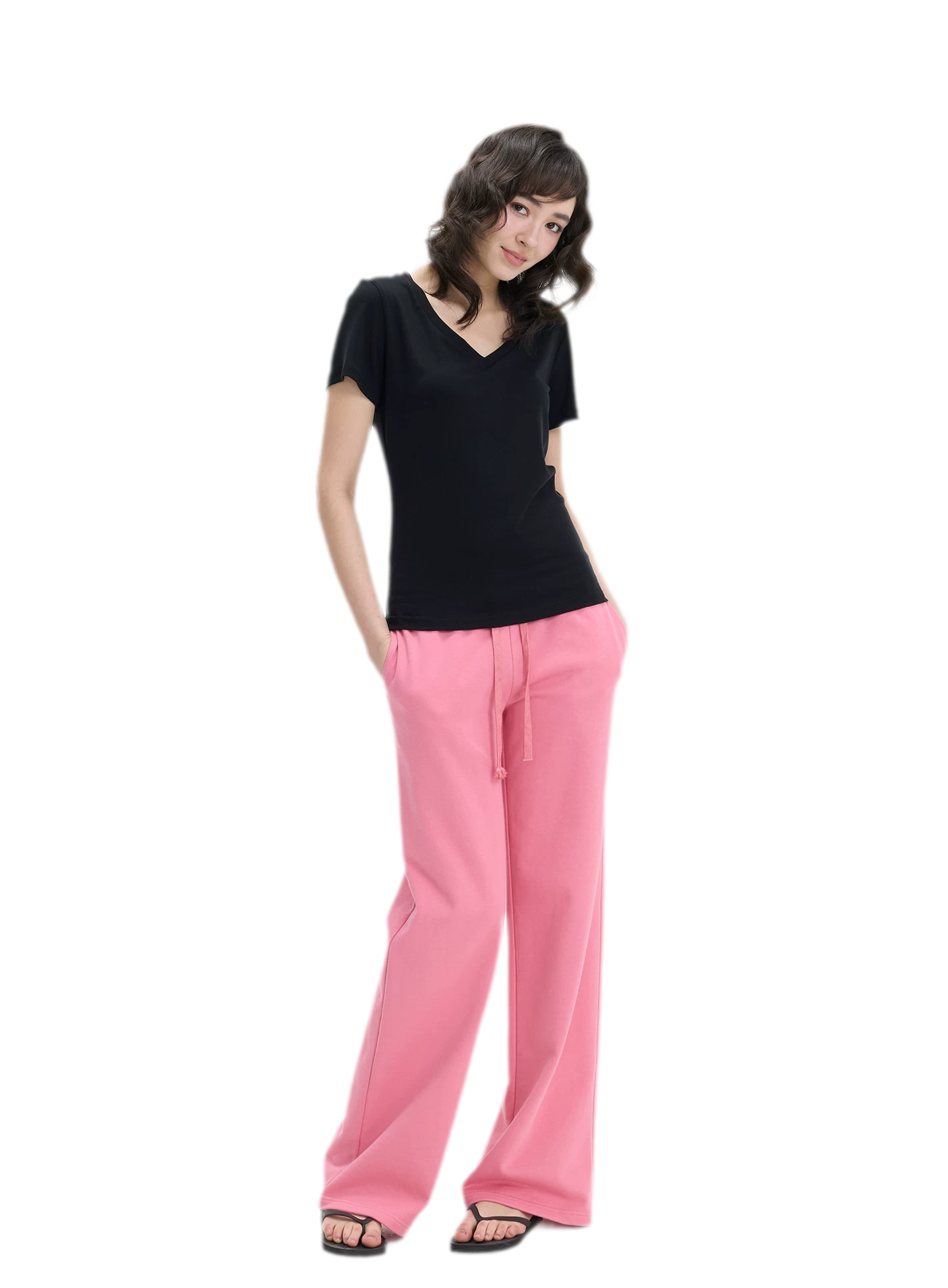 Low-Rise Wide-Leg Loose Sweatpants