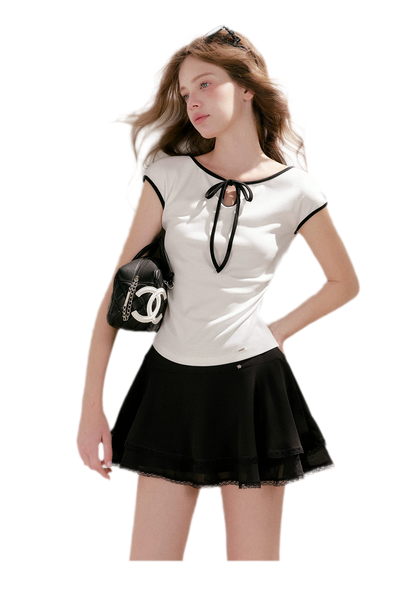 Lace Trim A-Line Skirt