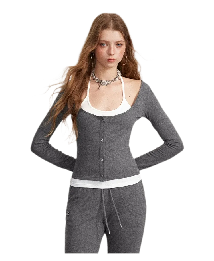Contrast Tie Layered Pants Set