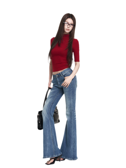 Red Mock Neck Tee