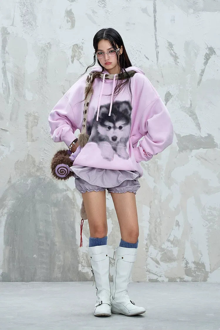브러시드 플리스 후드 풀오버