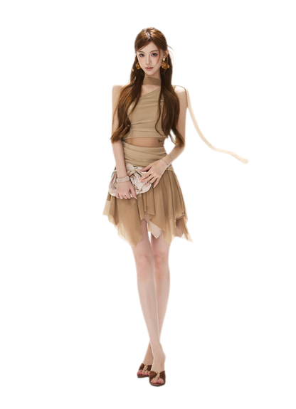 Mesh Drape Mini Dress