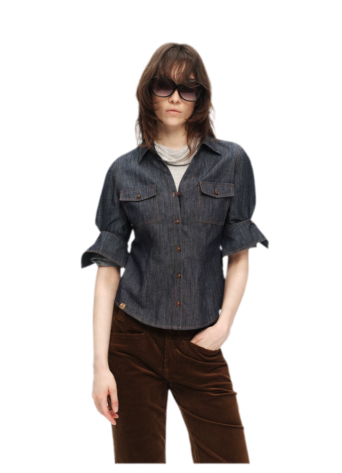 Contrast Stitch V-Neck Shirt