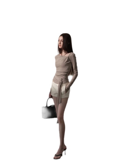 Wool-Blend Double-Pocket Mid-Waist Shorts