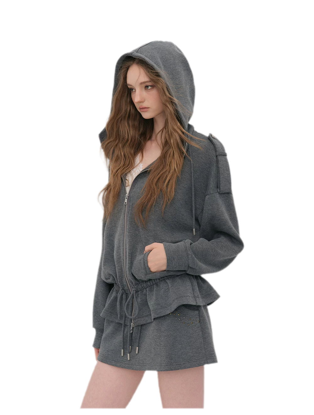 Air-Layer Hooded Skirt Set