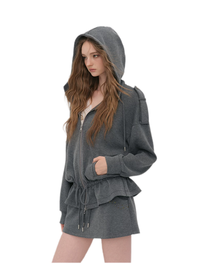 Air-Layer Hooded Skirt Set