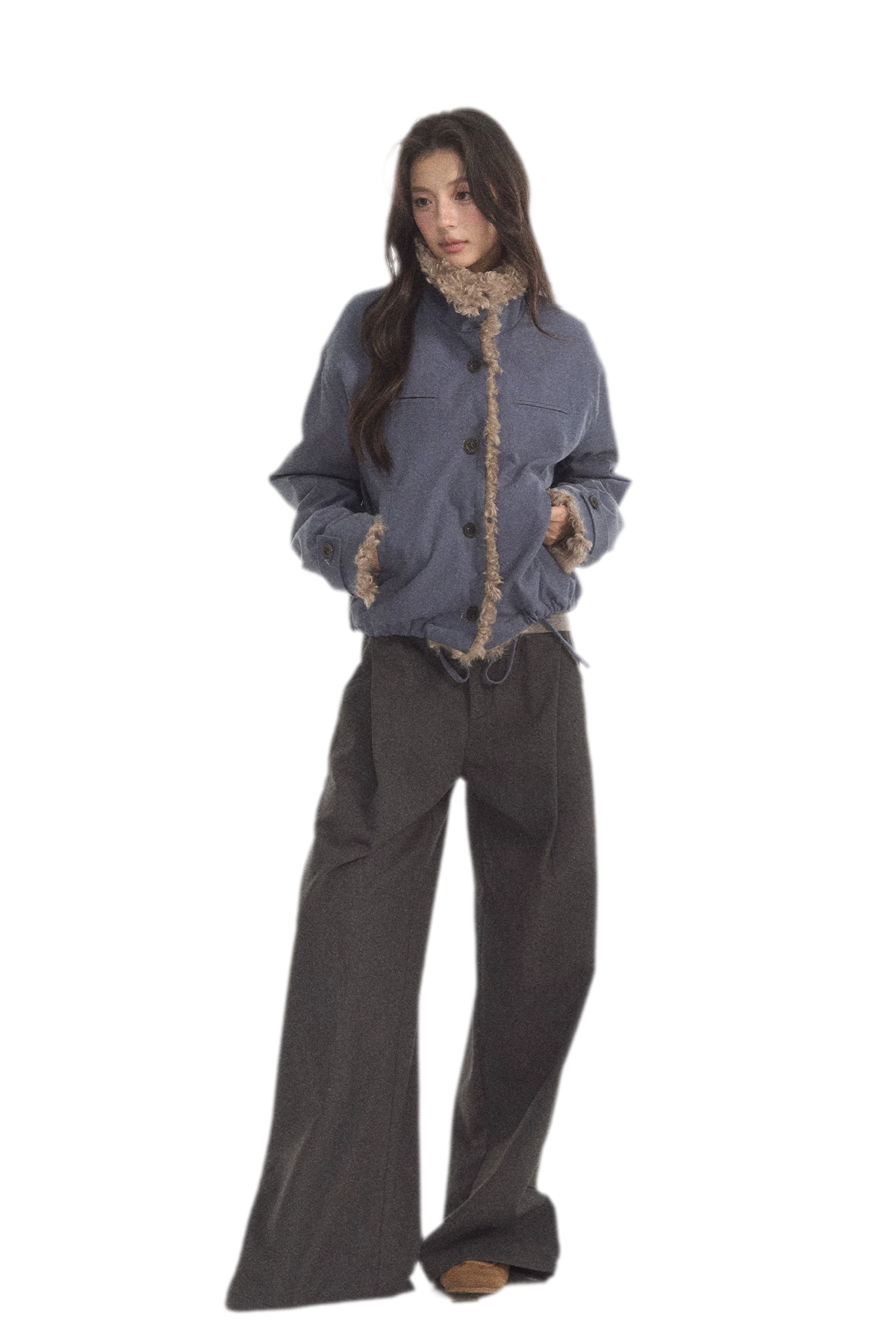 Faux Lamb-Wool Patchwork Jacket