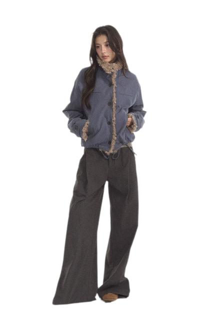 Faux Lamb-Wool Patchwork Jacket