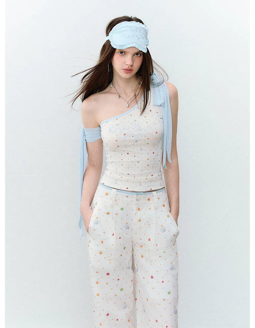 French Ruffle Embroidered Sleep Eye Mask