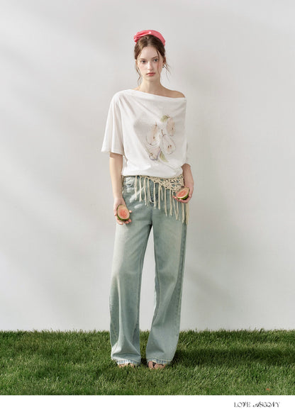 Starry Crystal Wide-Leg High-Waist Jeans