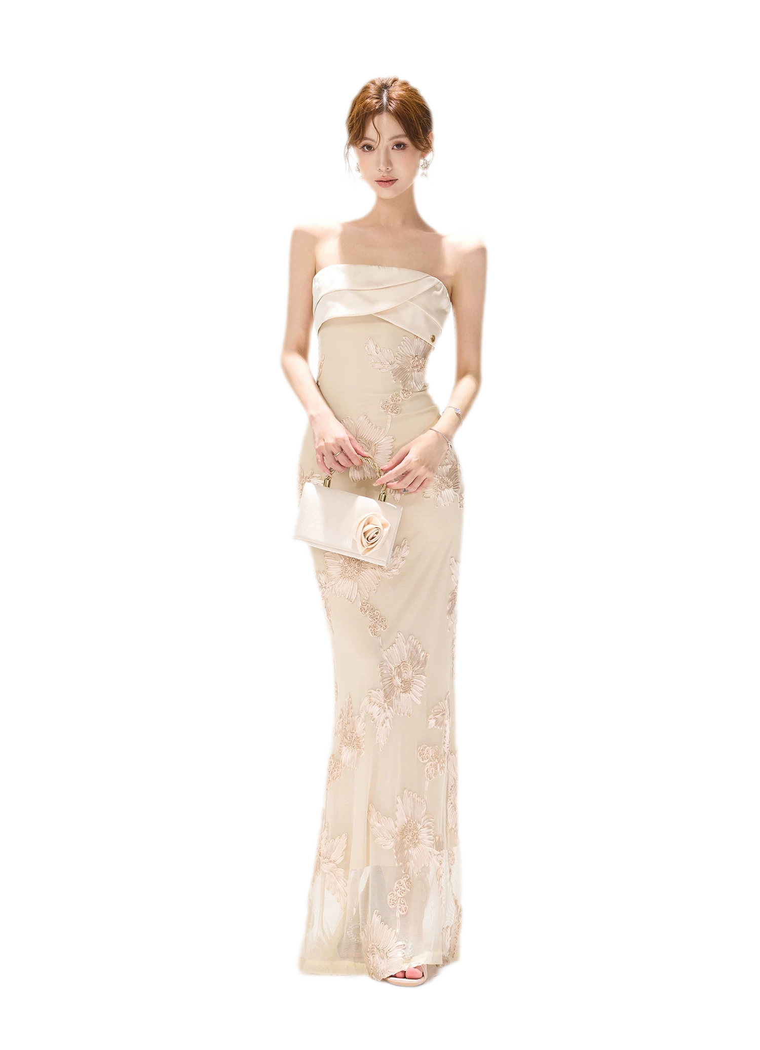 Gilded Night Mermaid Gown Champagne / L