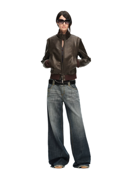 Matte Cropped Biker Jacket
