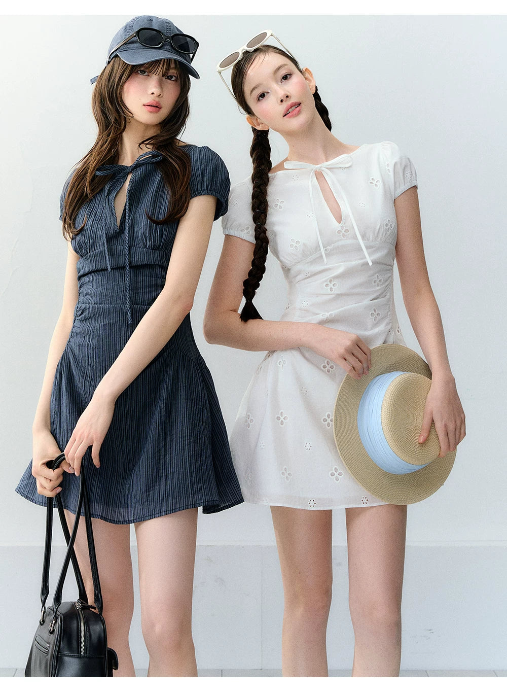 Vintage Embroidered Tie Waist Dress