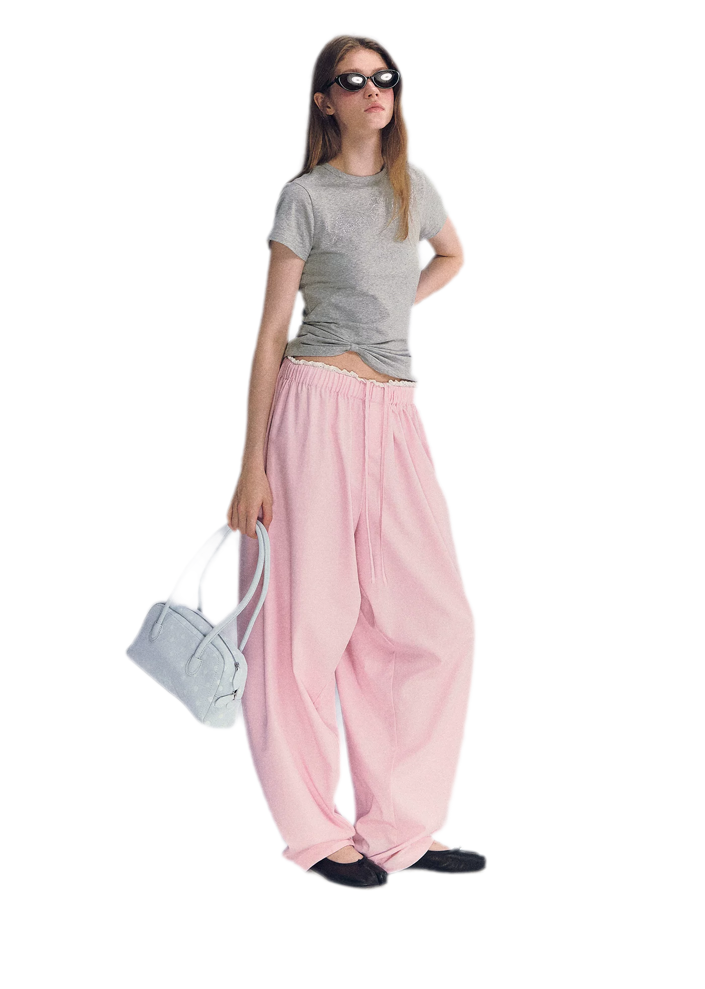 Lace Trim Balloon Pants