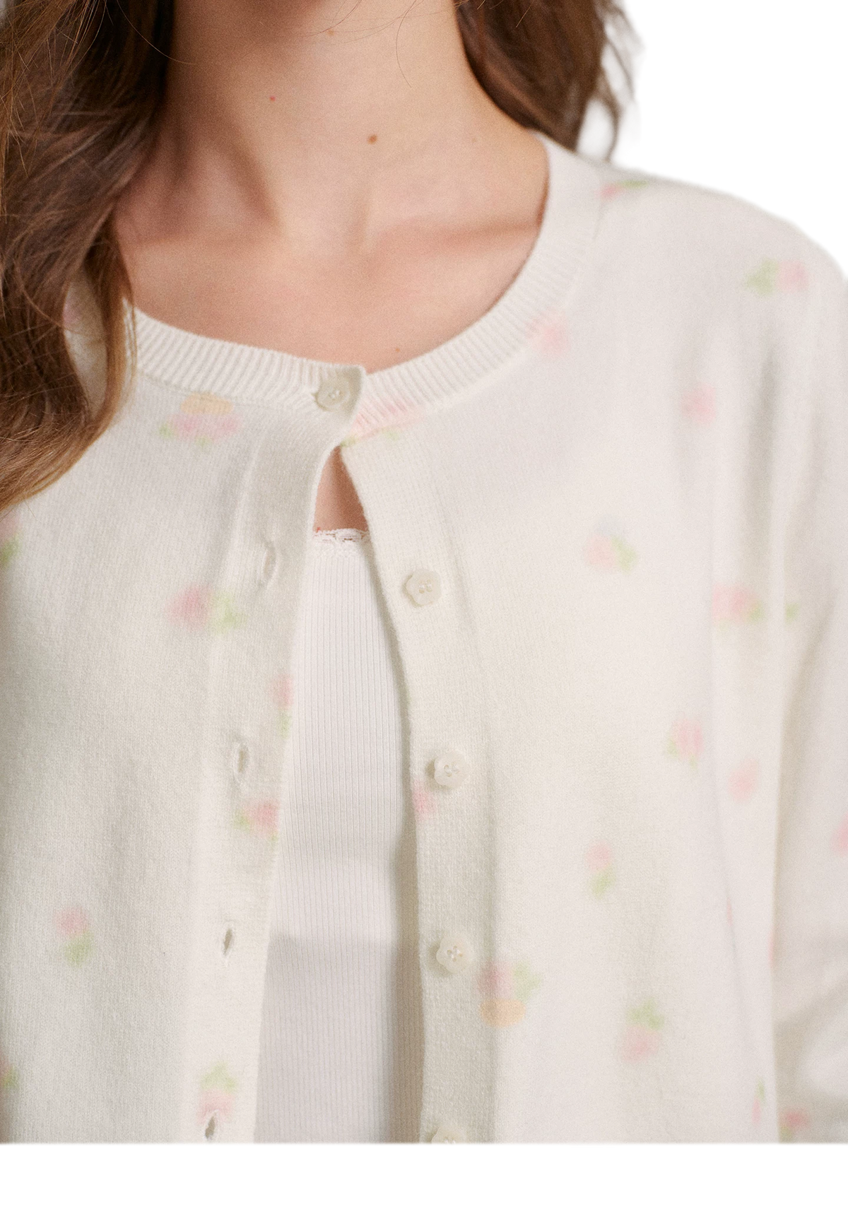 Tencel Wool Rose Print Cardigan