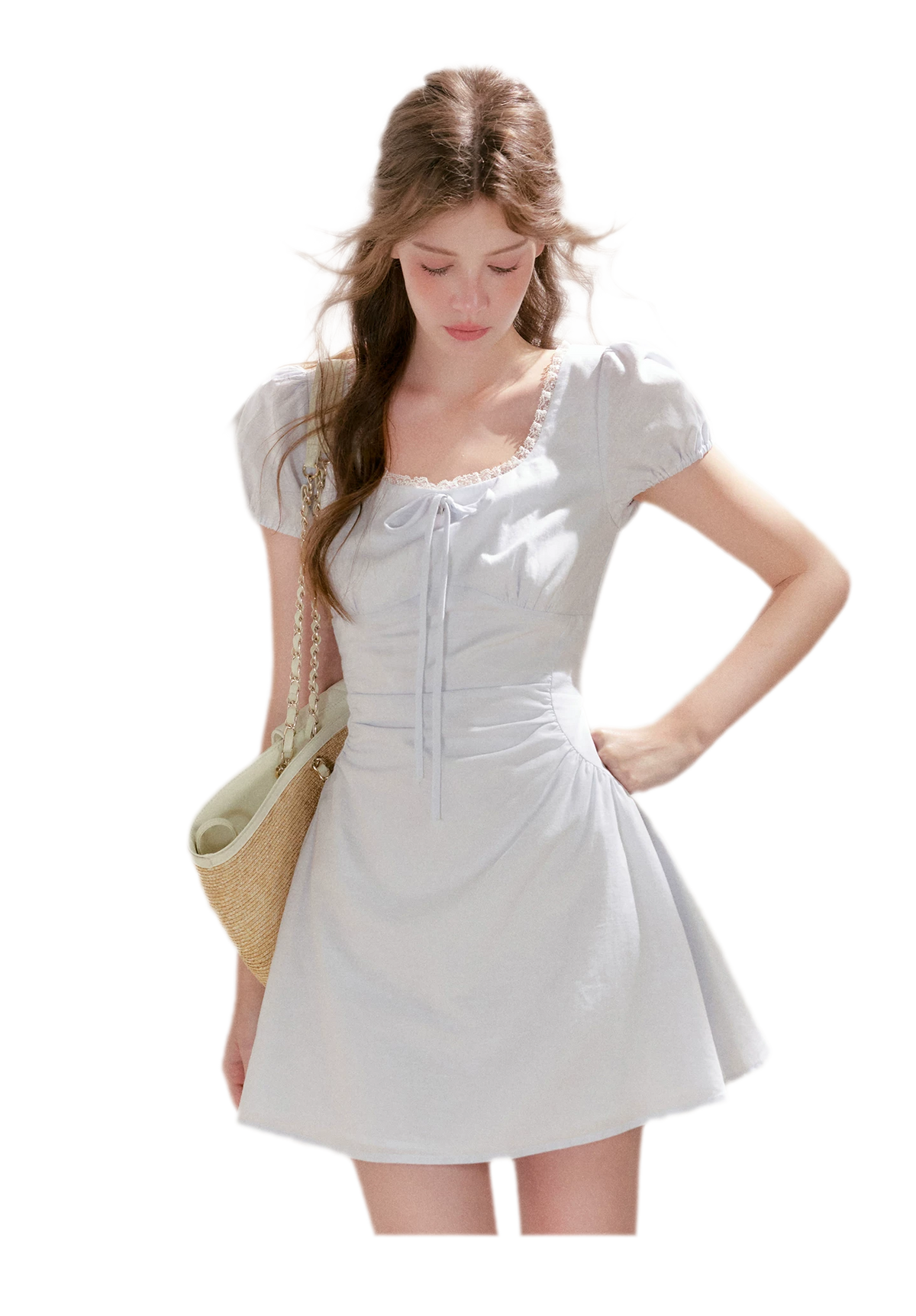 Linen Cotton Puff Sleeve Dress