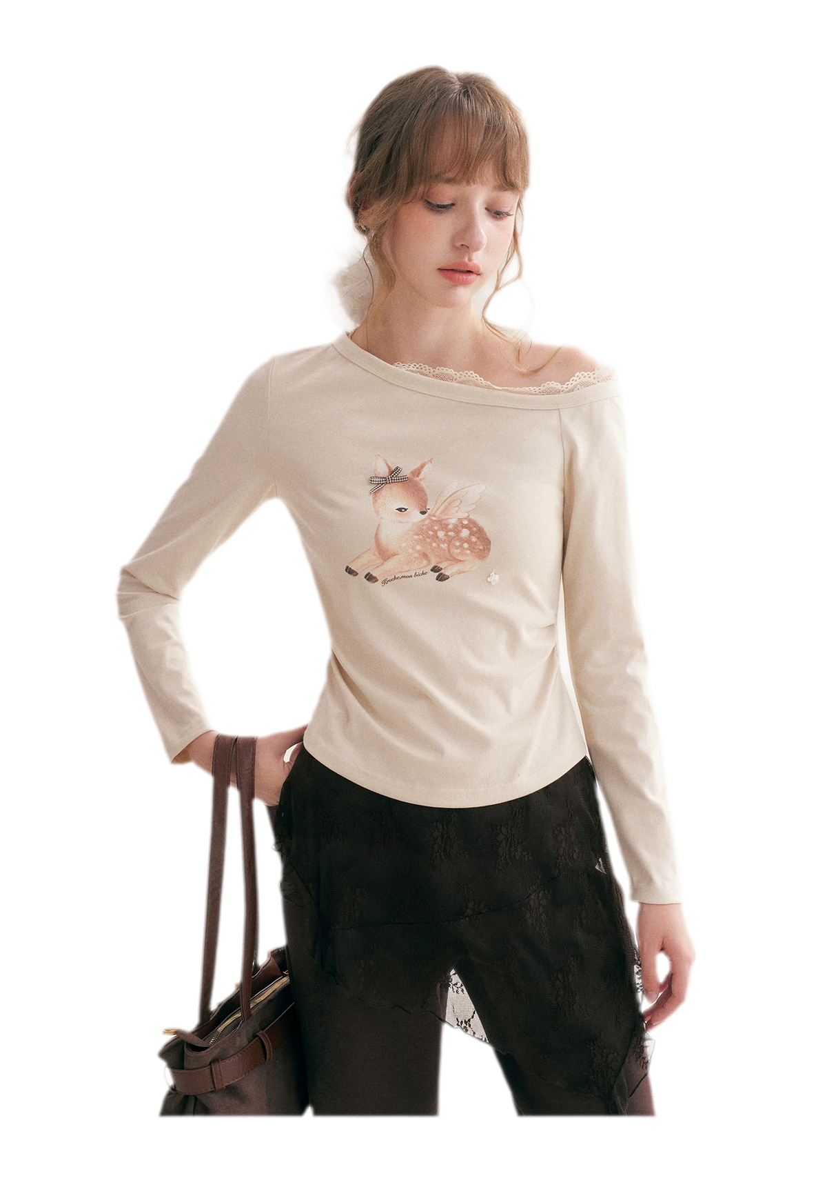 Hand-Drawn Lace-Trim T-Shirt