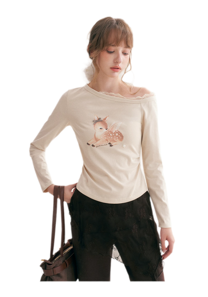 Hand-Drawn Lace-Trim T-Shirt
