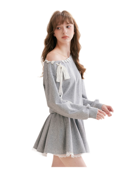 Lace Trim Off-Shoulder Dress