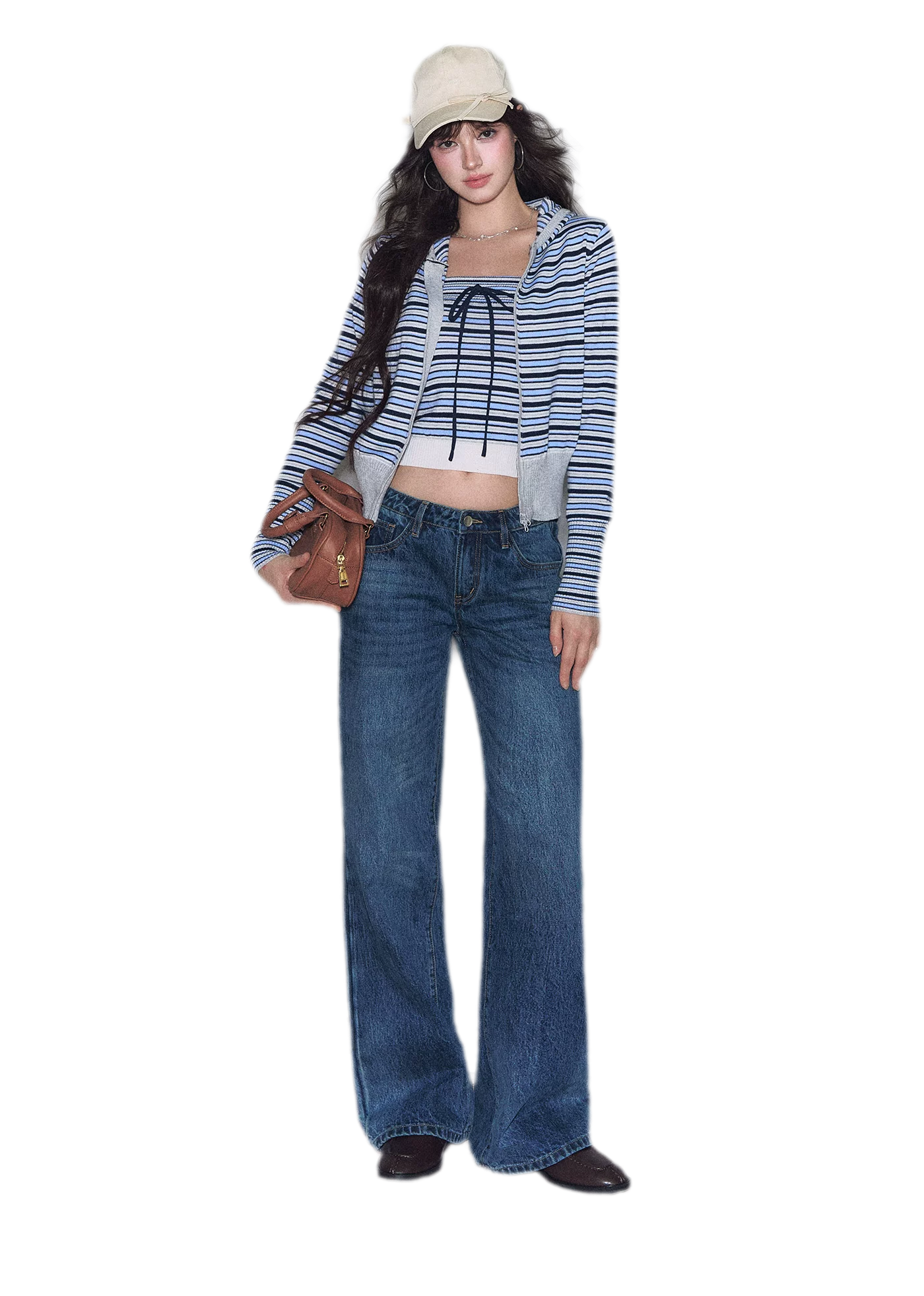 Washed Bow Embroidered Jeans