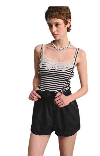 Chain Strap Suspender Shorts