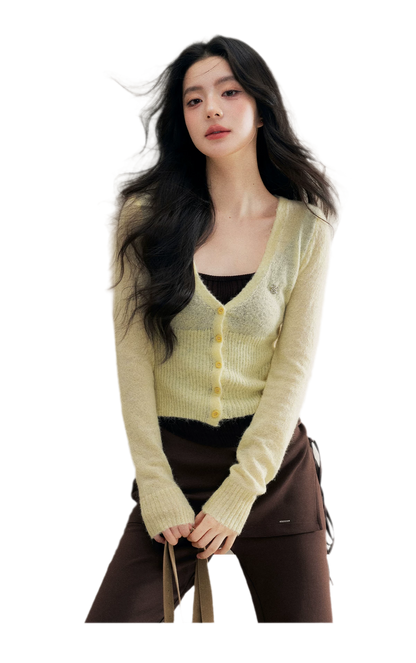 Brushed Contrast V-Neck Sweater