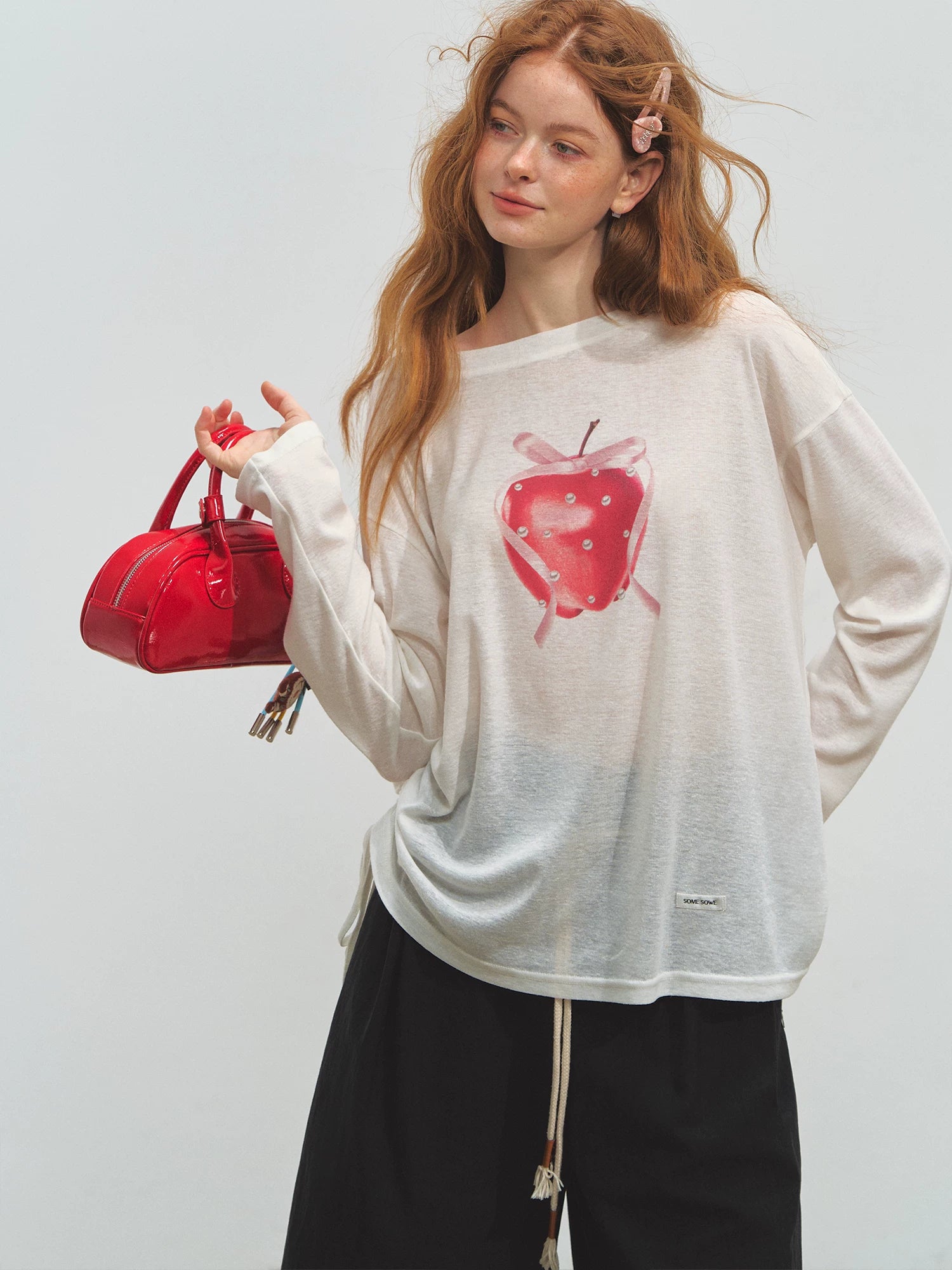 Relaxed Tie Sheer Mesh Long Sleeve T-Shirt