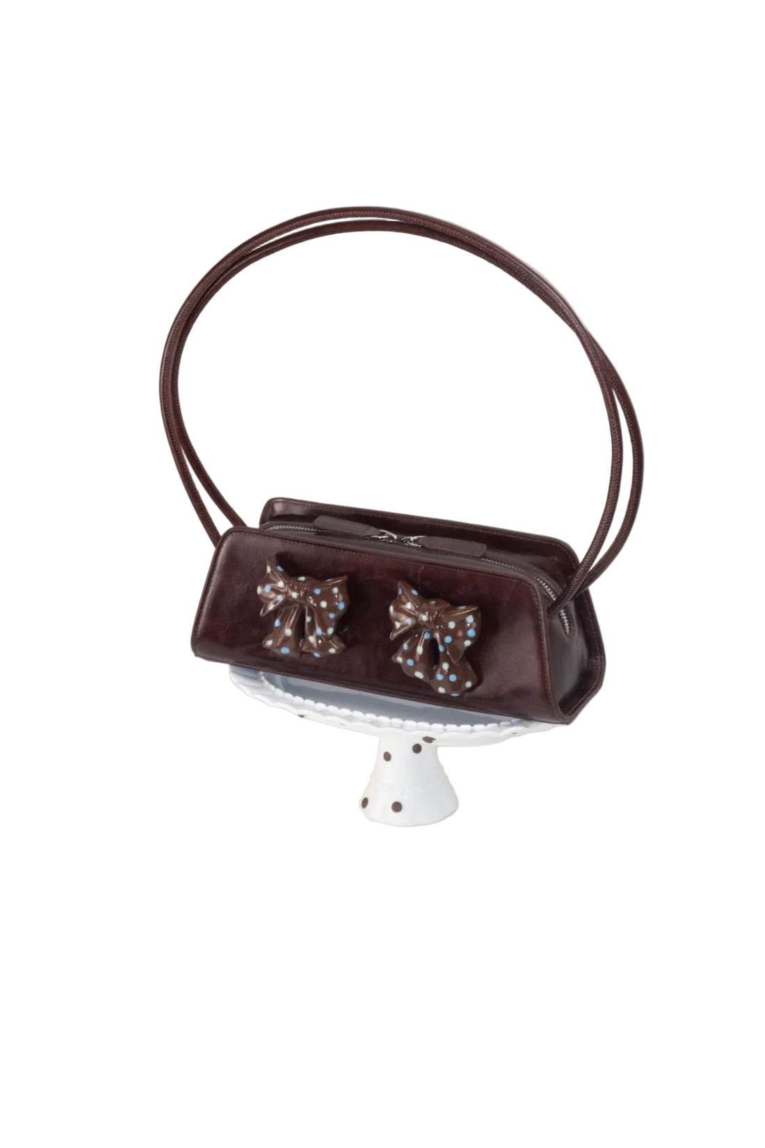 Ceramic Bow Leather Shoulder Bag