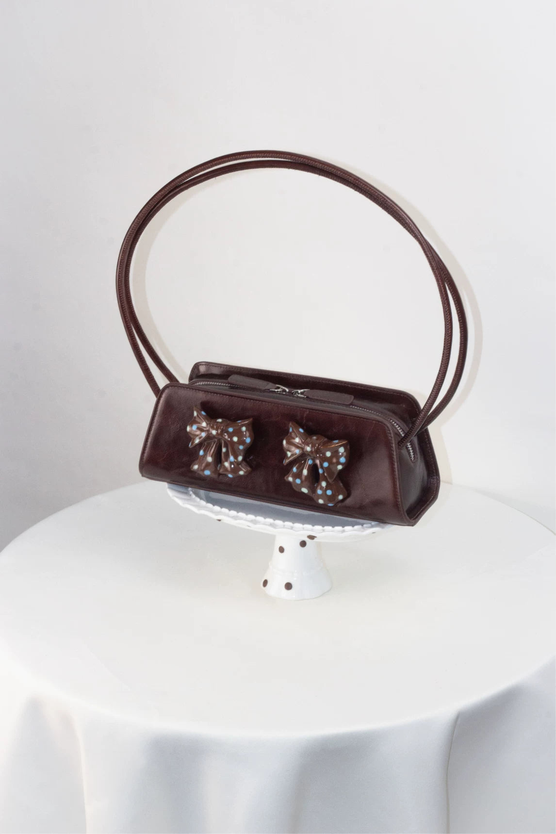 Ceramic Bow Leather Shoulder Bag