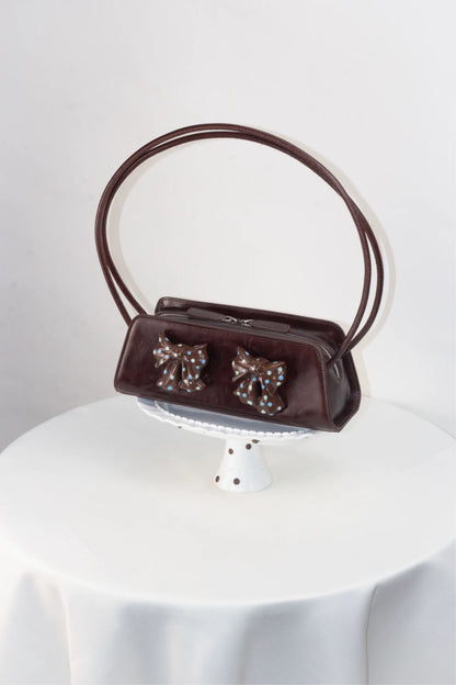 Ceramic Bow Leather Shoulder Bag