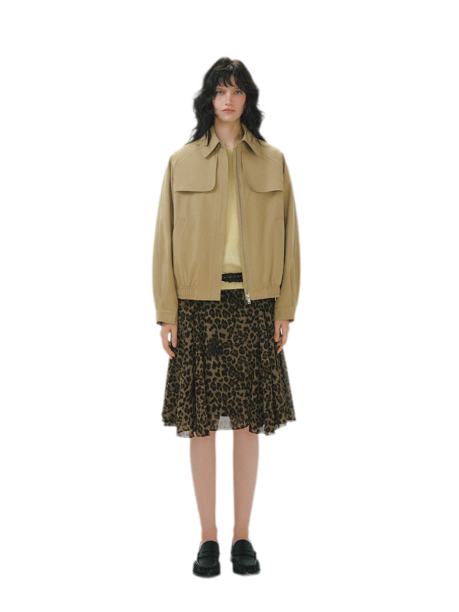 Pleated Collar Utility Jacket