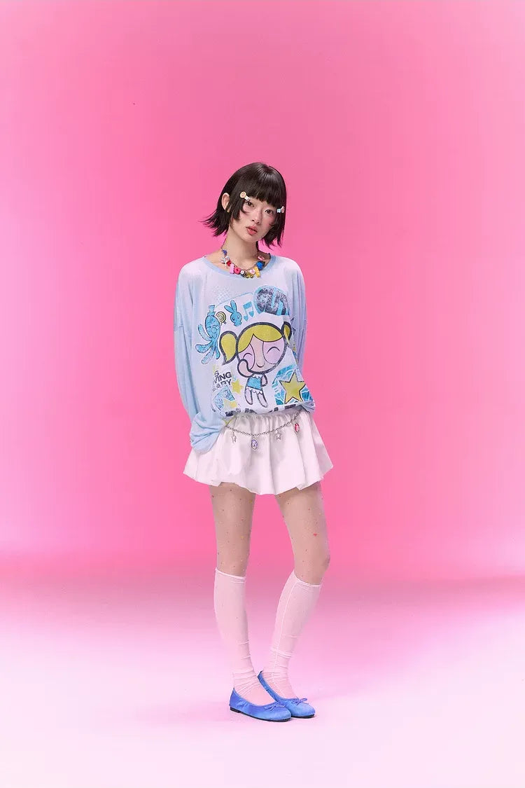 Distressed Print Long-Sleeve T-Shirt