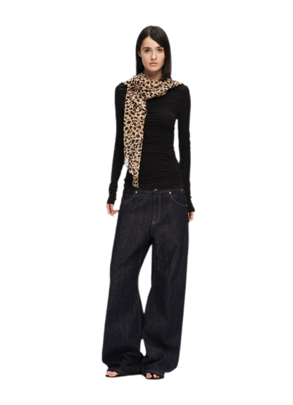 Modal Ruched Fitted Long-Sleeve T-Shirt