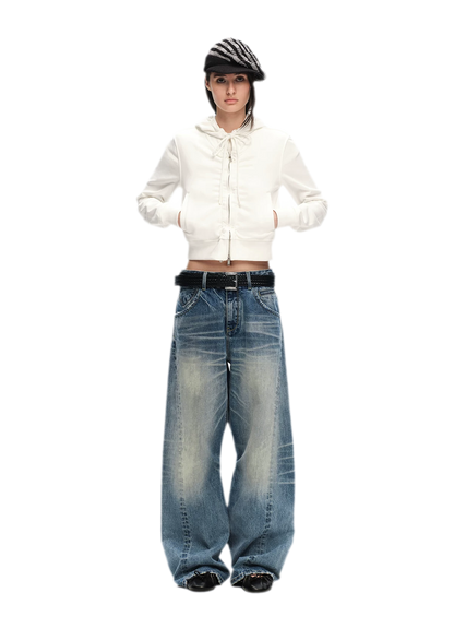 Vintage Washed Wide-Leg Jeans