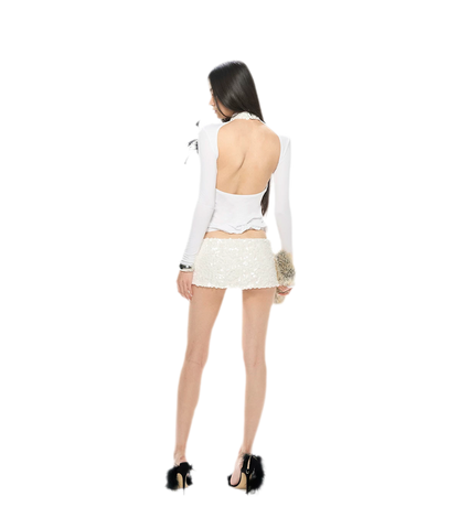 Sequin Drape Skirt Set