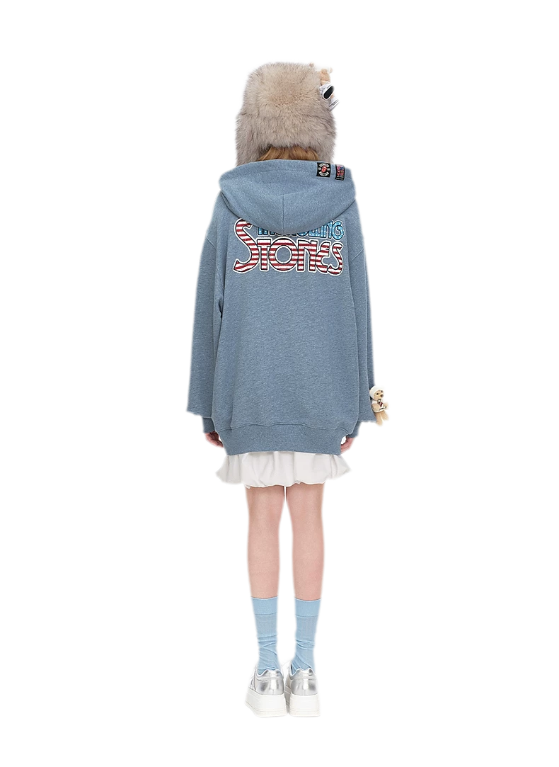 Texturierter Oversized-Zip-Hoodie