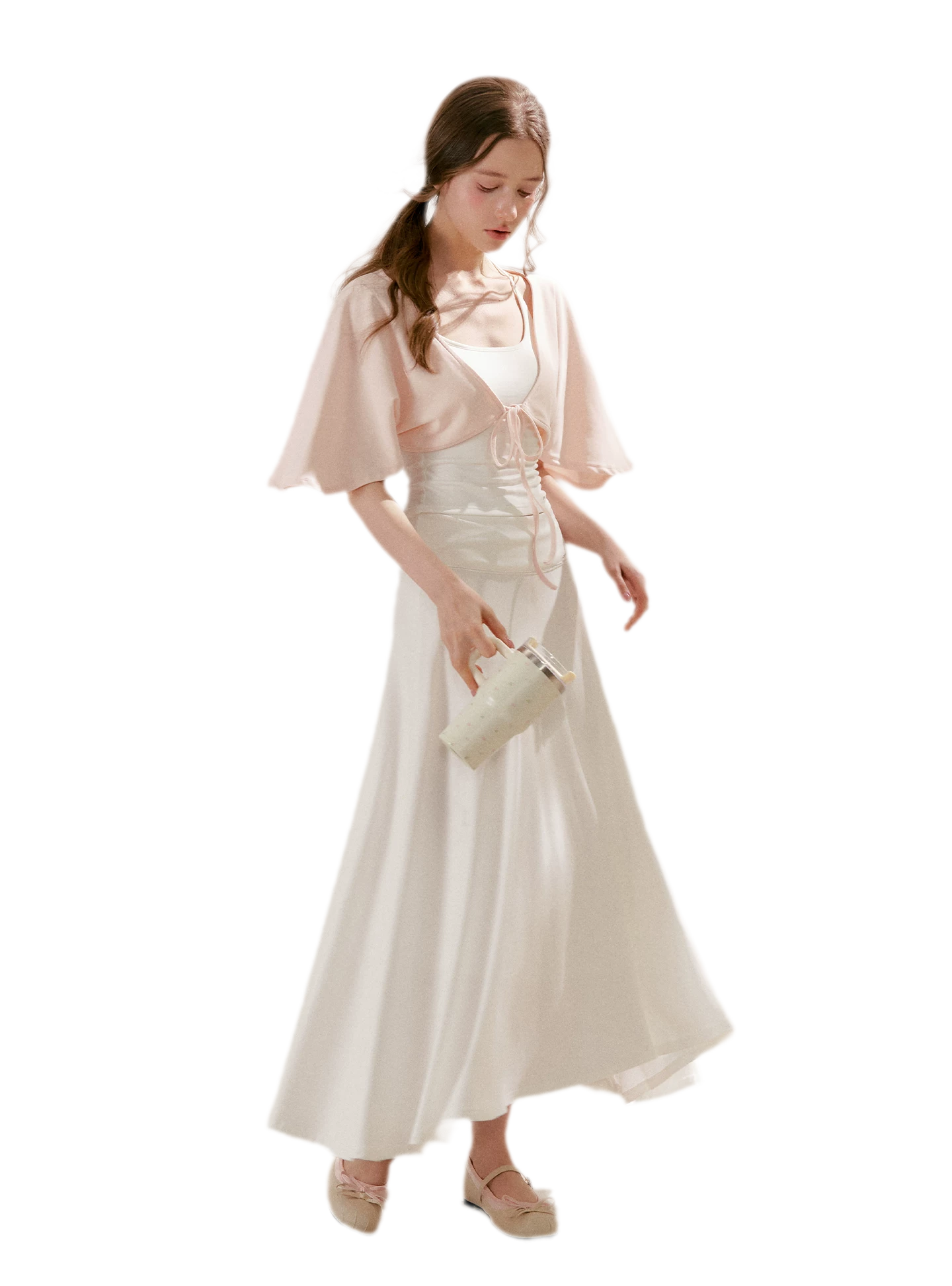 Airy Cloud Feel Halter U-Neck Vest and Batwing
