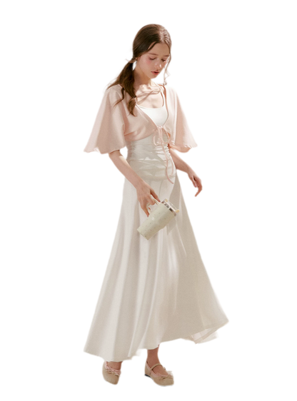 Airy Cloud Feel Halter U-Neck Vest and Batwing