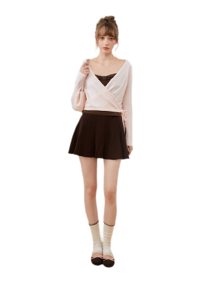 Silk Wool Wrap Knit Top