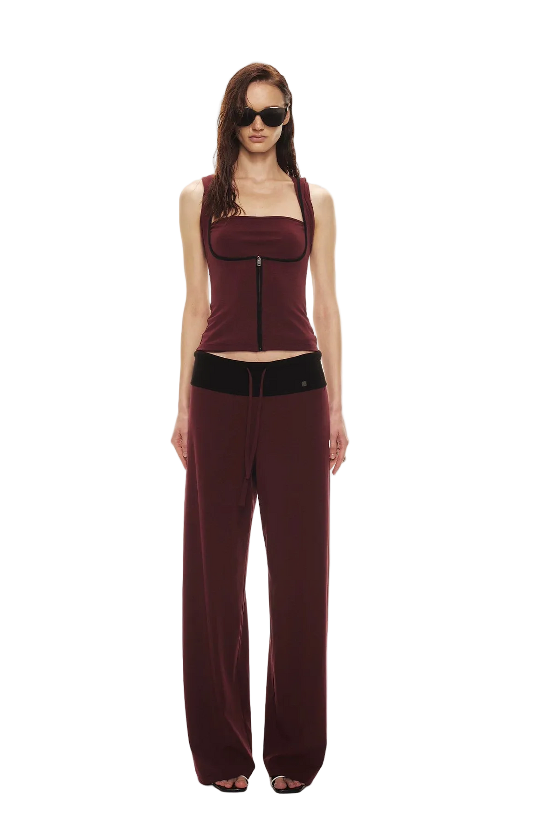 Tencel Knit Two-Piece Hoodie Vest &amp; Drawstring Pants