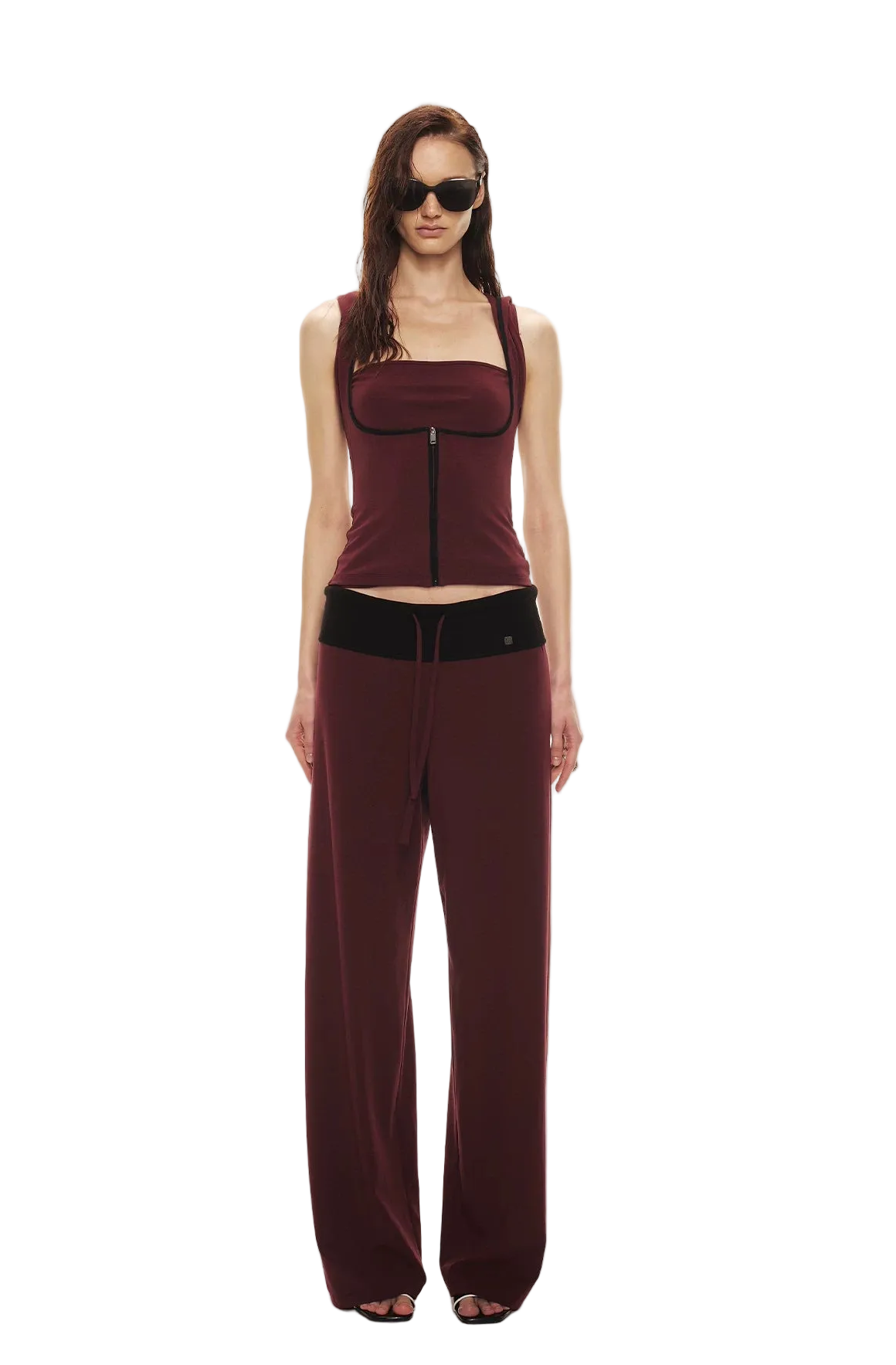 Tencel Knit Two-Piece Hoodie Vest &amp; Drawstring Pants