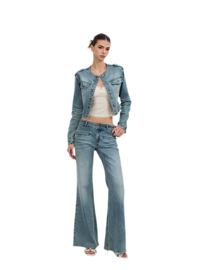 Washed Cat-Whisker Flare Jeans
