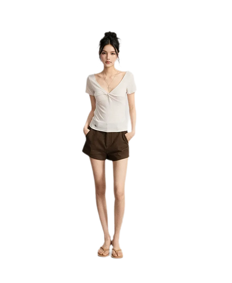 V-Neck Ruched Summer Top
