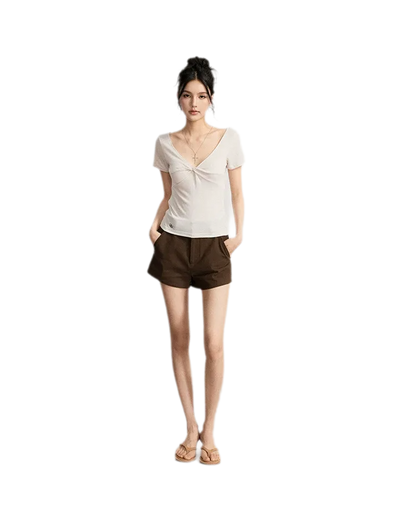 V-Neck Ruched Summer Top