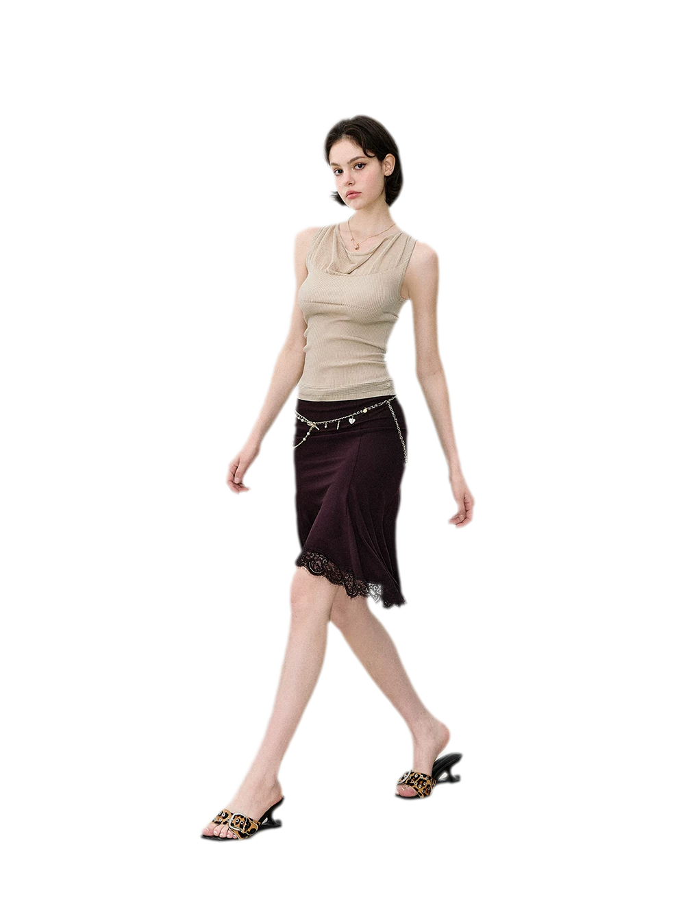 Cowl Mesh Knit Tank