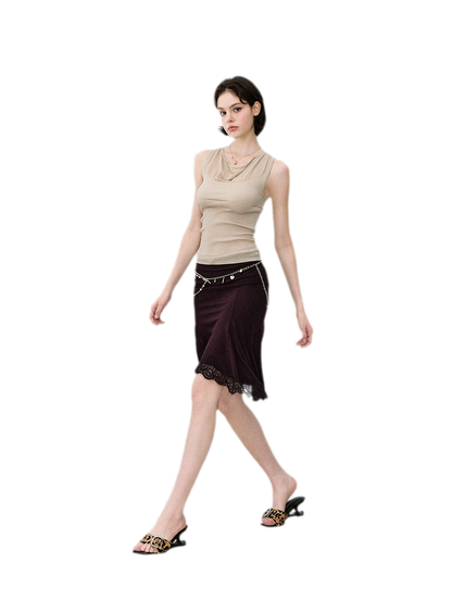 Cowl Mesh Knit Tank