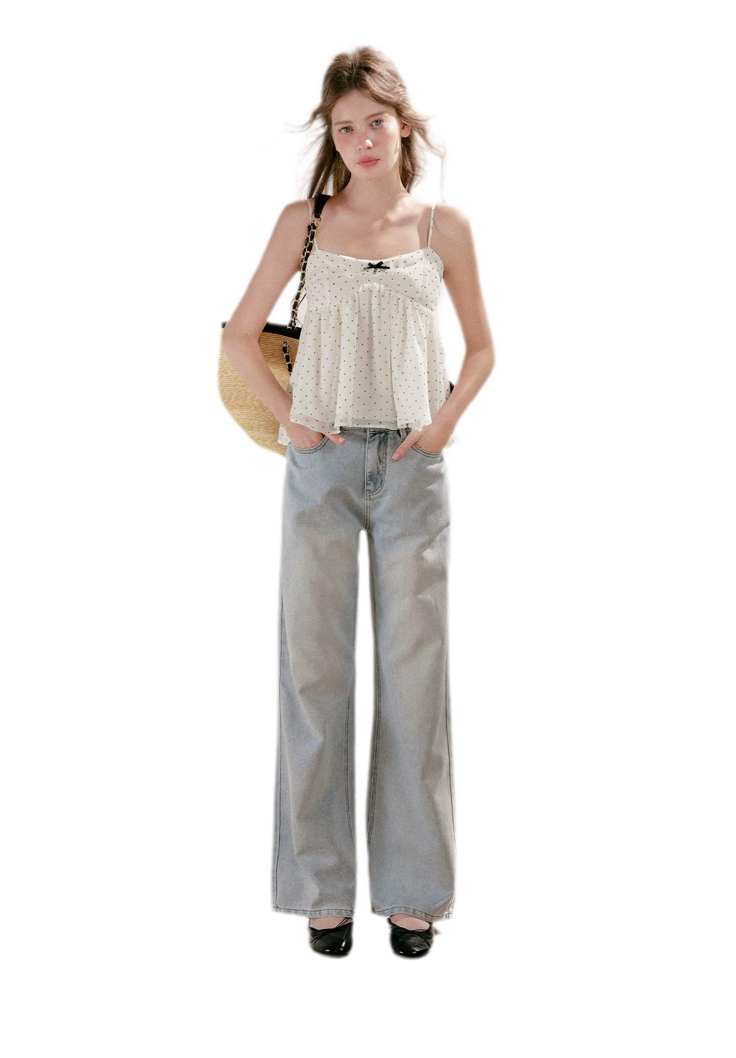 Washed Wide-Leg Jeans