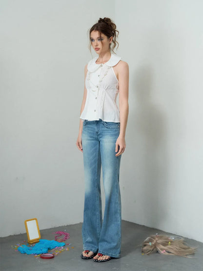 Doll Collar Diagonal Blouse